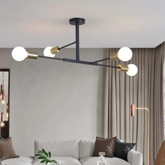 Whitehouse Lighting And Electrical Brightstar CH507/4 Black & Antique Brass Chandelier Brightstar