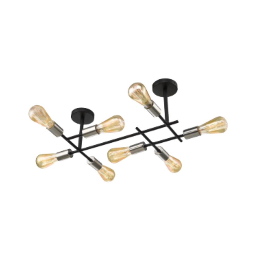Brightstar CF057/8 Black & Satin Chrome Ceiling Fitting