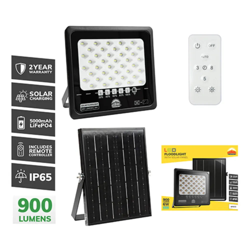 Radiant 6W 900LM Solar Floodlight - Whitehouse Lighting And Electrical