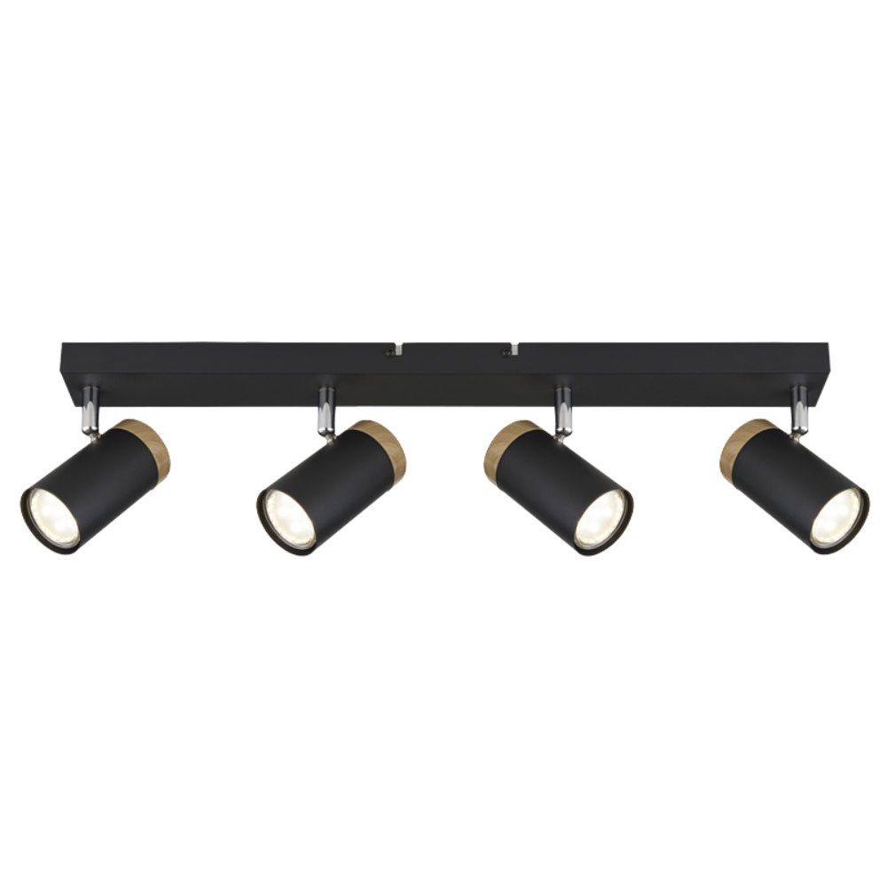 Brightstar S412/4 Black Spotlight With Wood Finish