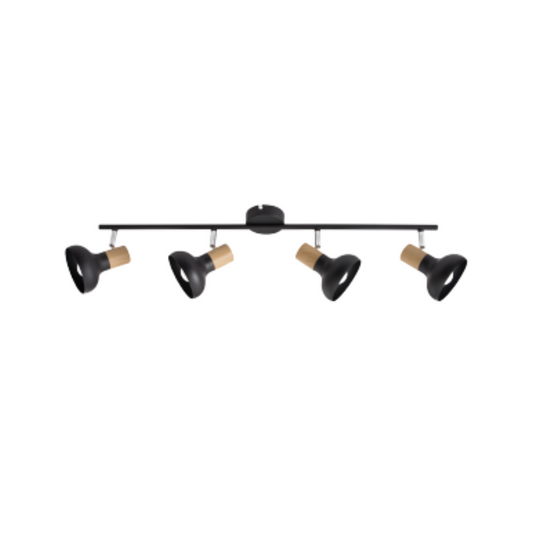 Brightstar S402/4 Black Metal, Wood & Chrome Spotlight