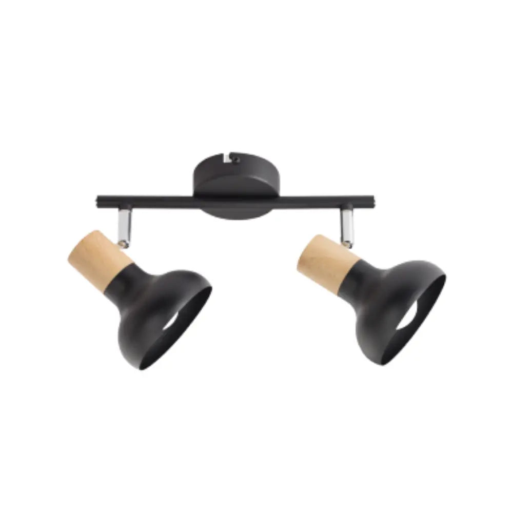 Brightstar S402/2 Black Metal, Wood & Chrome Spotlight - Whitehouse Lighting And Electrical