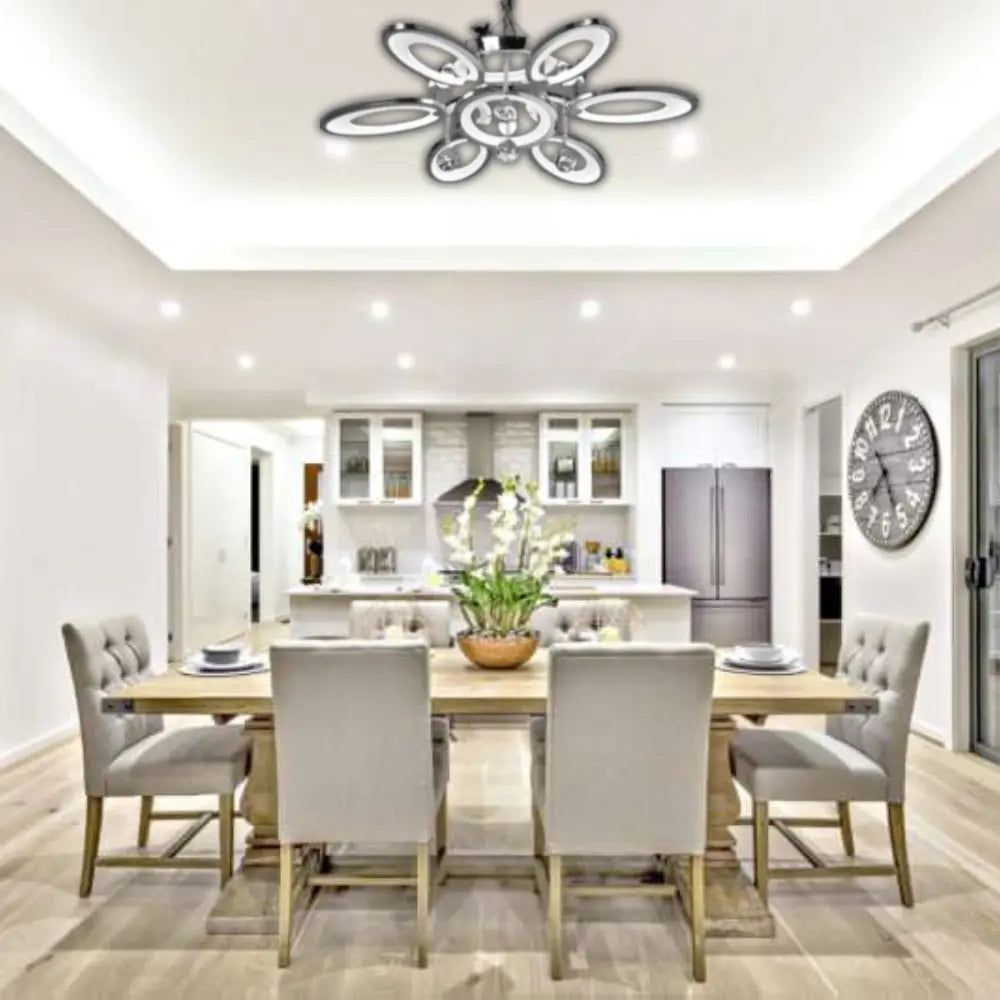 Whitehouse Lighting And Electrical WHL&E 6986/6 73W LED Silver With Crystal Ceiling Light Whitehouse Lighting And Electrical