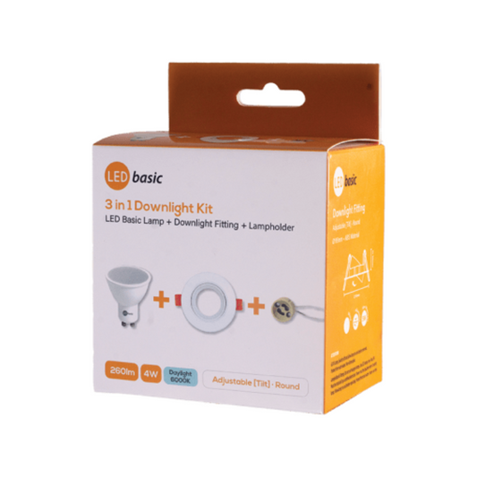 Flash 4W LED Basic 3-IN-1 6000K Downlight Kit
