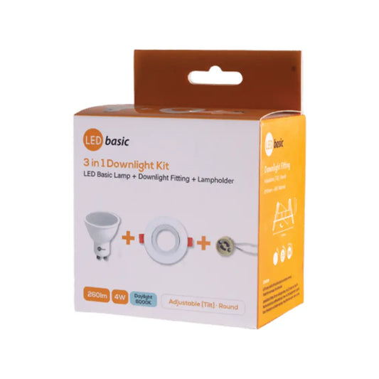 Whitehouse Lighting And Electrical Flash 4W LED Basic 3-IN-1 6000K Downlight Kit Flash