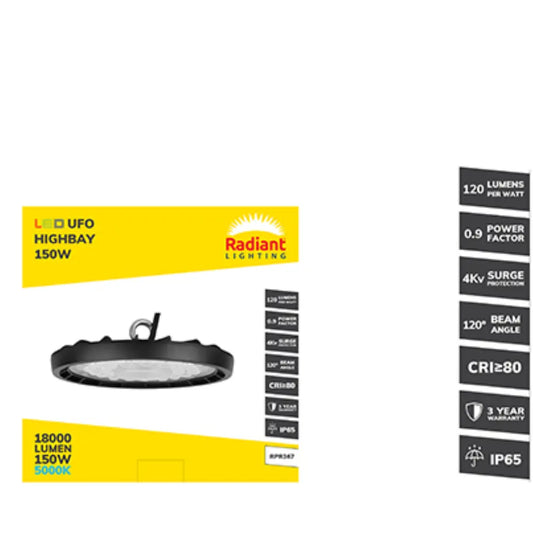 Radiant 150W LED Ufo Highbay 5000K - Whitehouse Lighting And Electrical