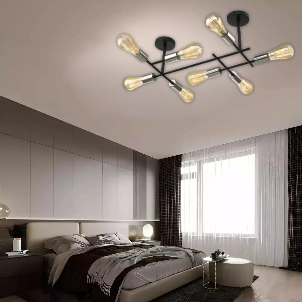 Whitehouse Lighting And Electrical Brightstar CF057/8 Black & Satin Chrome Ceiling Fitting Brightstar