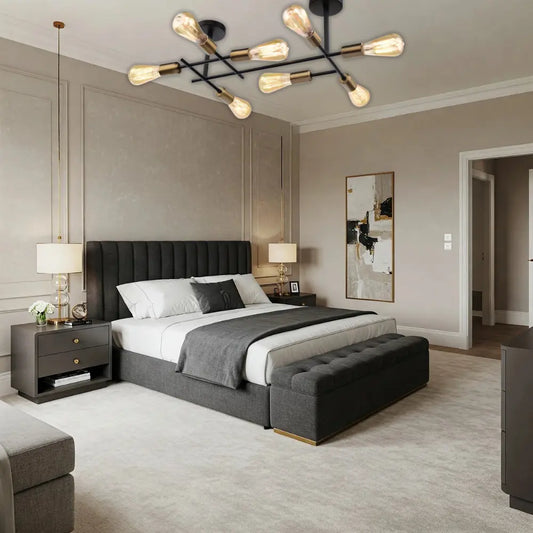 Whitehouse Lighting And Electrical Brightstar CF058/8 Black & Satin Brass Ceiling Fitting Brightstar