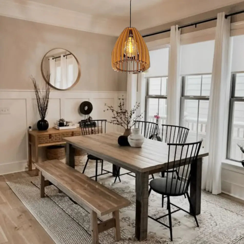 WHL&E Wooden Dining Lamp - Whitehouse Lighting And Electrical