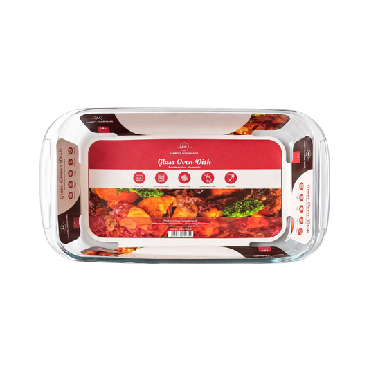 Whitehouse Lighting And Electrical Harry's Homeware Borosilicate Glass Oven Dish with Lid – Oval 1.6L (Green Lid) Harry's Homeware