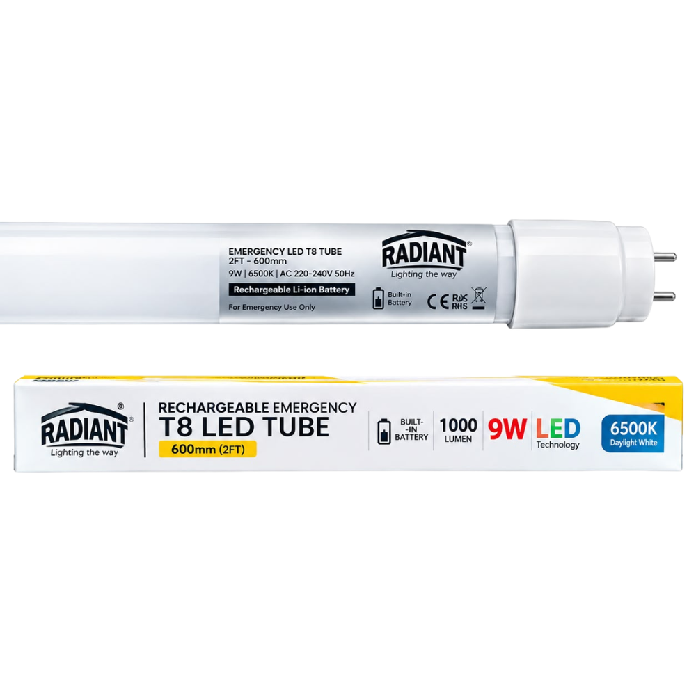 Whitehouse Lighting And Electrical Radiant 9W LED T8 G13 600MM Rechargeable Tube 6500K Radiant