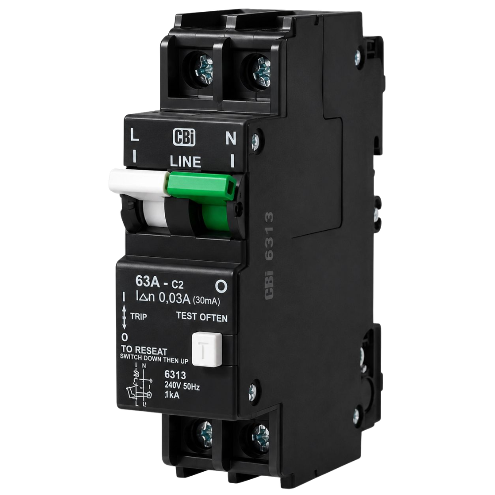 Whitehouse Lighting And Electrical CBI 63A 1P And Neutral 3kA Earth Leakage Circuit Breaker With Overload CBI