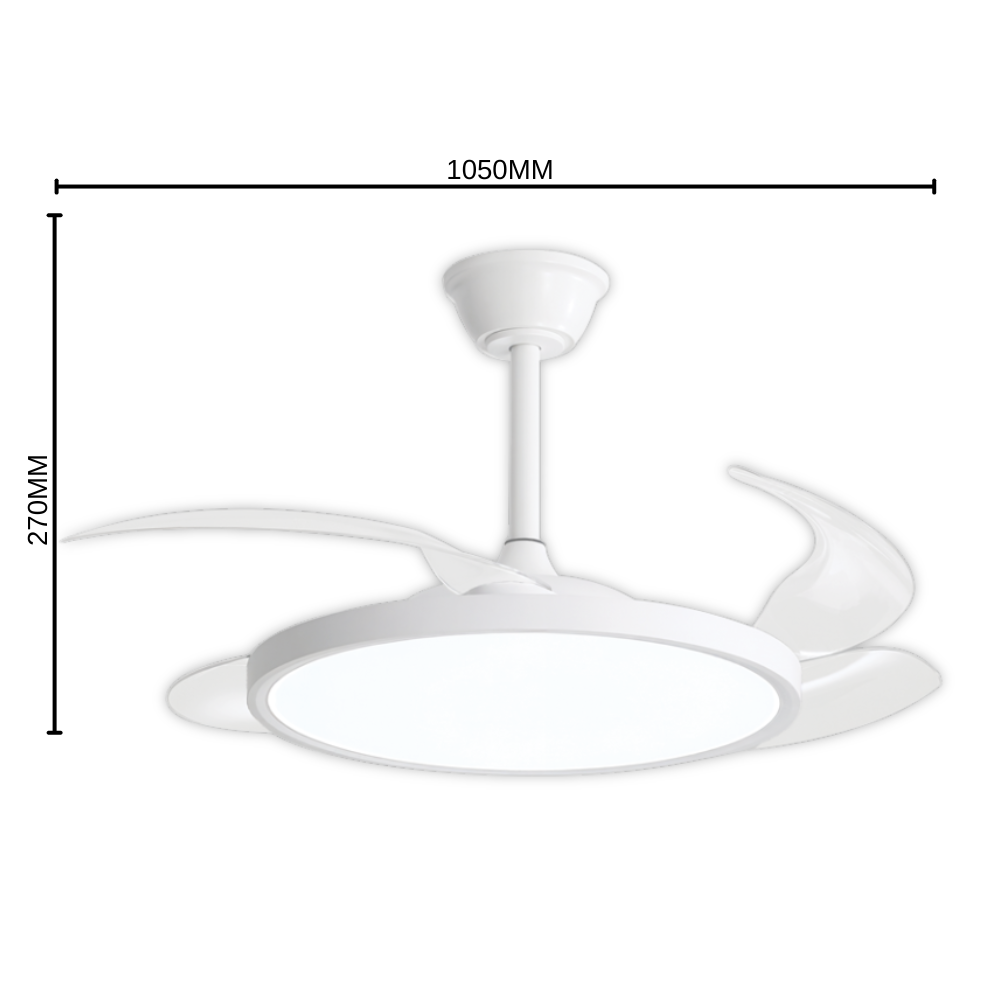 Whitehouse Lighting And Electrical Brightstar FCF105 White Retractable Fan Light Brightstar
