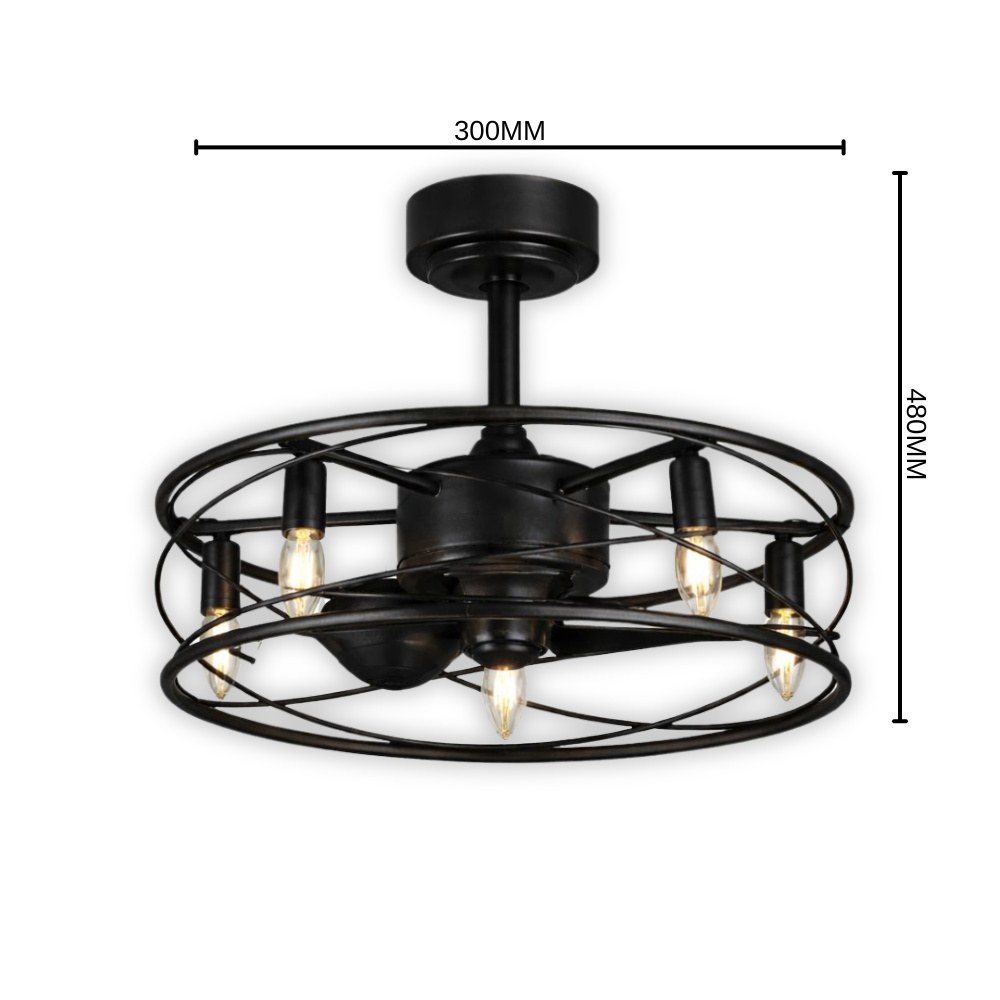 Whitehouse Lighting And Electrical WHL&E BQ-FL659 Black E14 Fan Light Whitehouse Lighting And Electrical