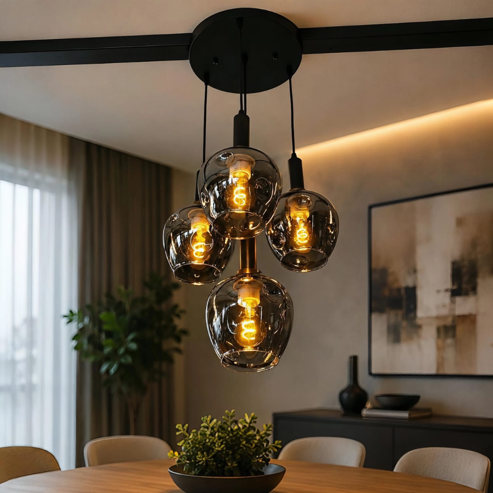 Whitehouse Lighting And Electrical CNGR 07772 4X E27 Glass Pendant CNGR