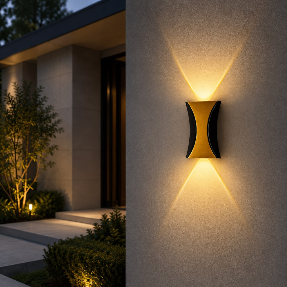 Whitehouse Lighting And Electrical CNGR 10231 3000K Black & Gold Outdoor Wall Lamp CNGR