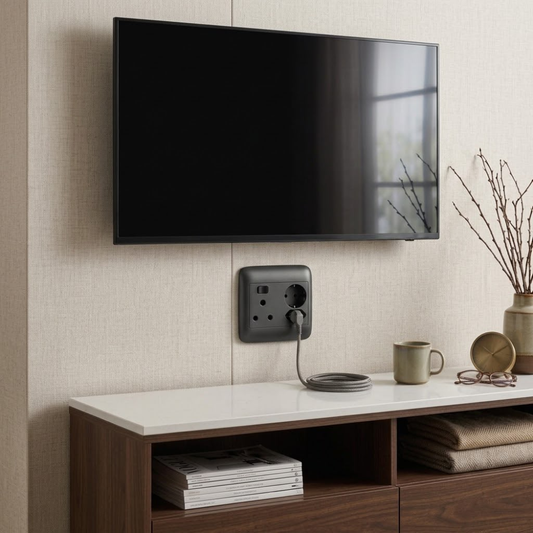 Whitehouse Lighting And Electrical Onesto Oracle Black 4x4 Single + Euro + Schuko Socket Onesto