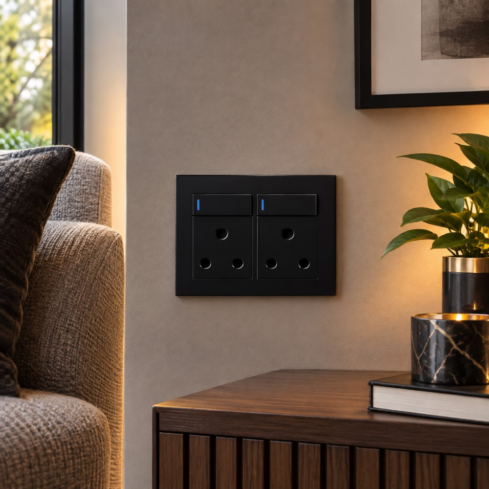 Whitehouse Lighting And Electrical Horizon Black 4x4 Double Socket Horizon