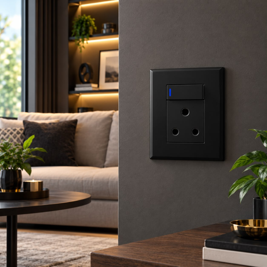 Whitehouse Lighting And Electrical Horizon Black 4x4 16A Single Socket Horizon