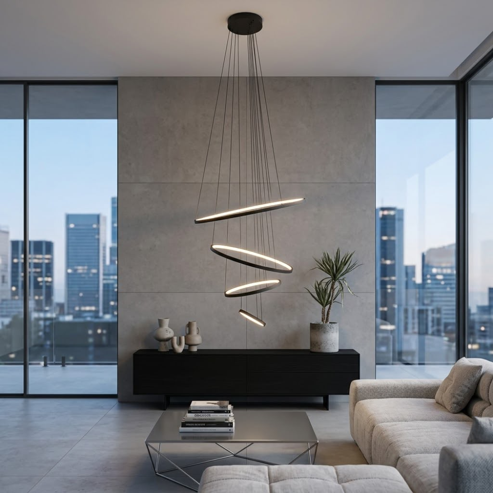 Whitehouse Lighting And Electrical K-Light 58W LED Black Ribbon Pendant K.Light