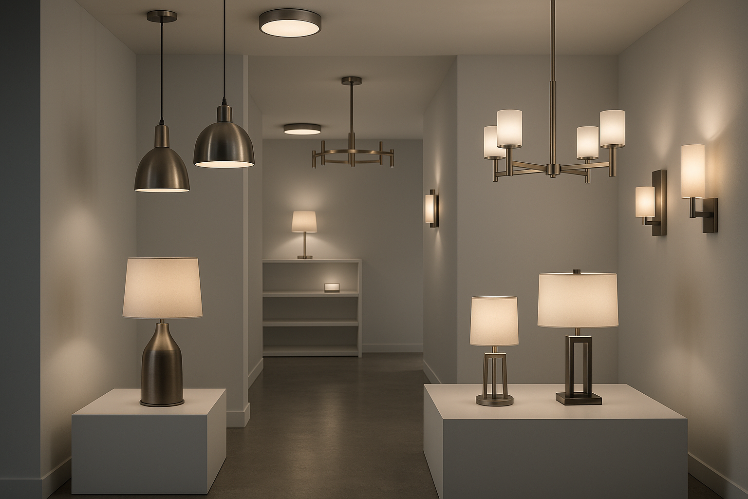 A modern picture of elegant and nice light fittings to use in an electrical and lighting store