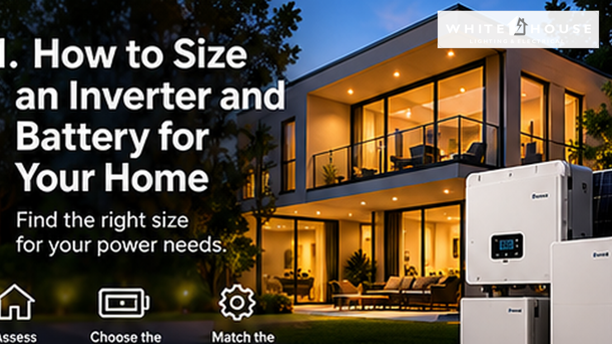 Modern home solar system with inverter and lithium battery illustrating how to size inverter power and battery capacity for a home.