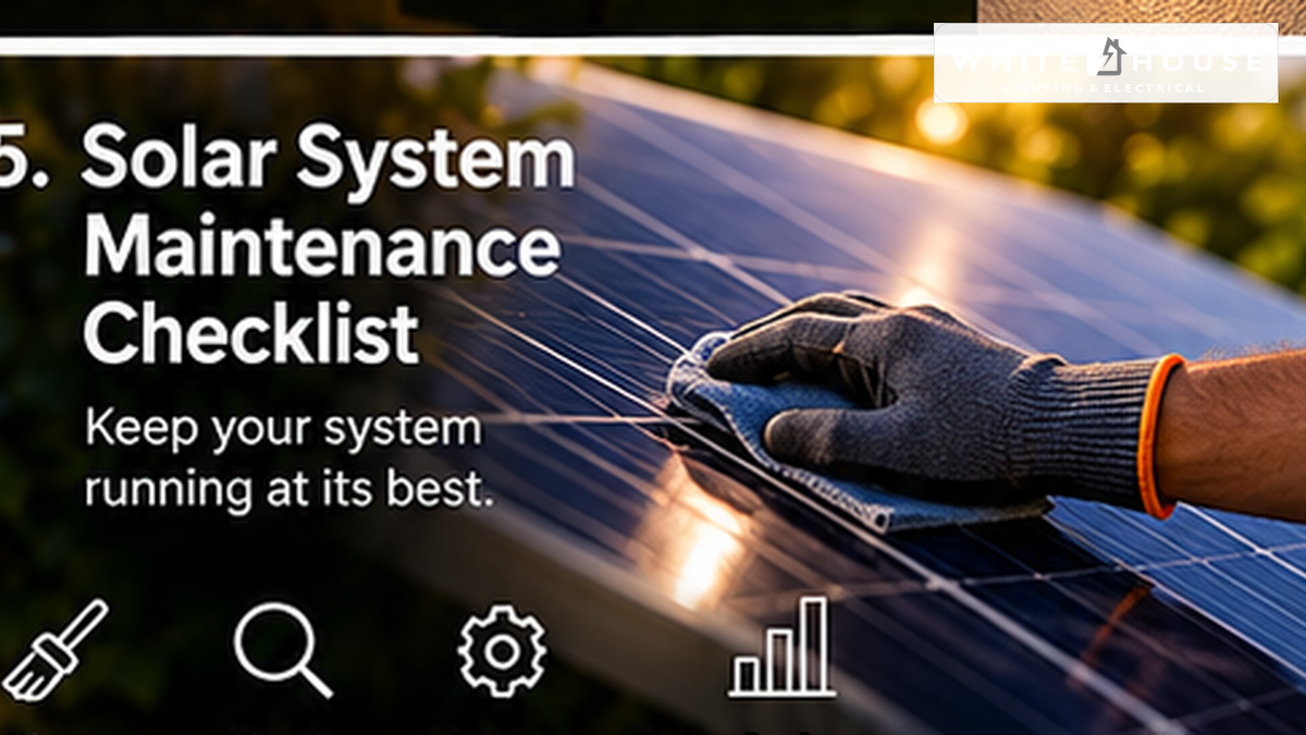 Solar panels being inspected and cleaned as part of a maintenance checklist for South African home solar systems.