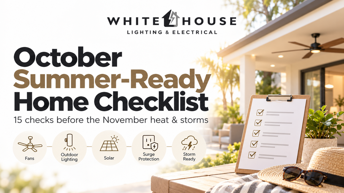 South African summer-ready home checklist covering fans, outdoor lighting, solar power, surge protection and storm preparation.