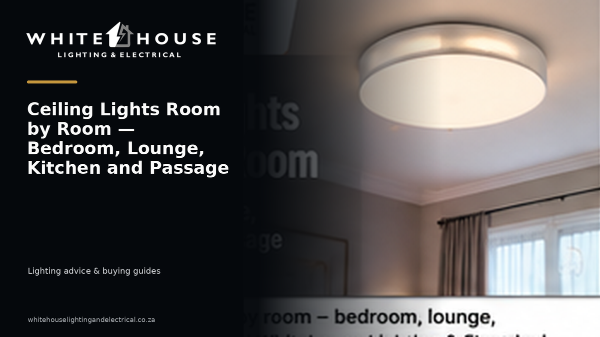 Modern ceiling light in a home interior illustrating lighting choices for bedrooms, lounges, kitchens and passages.