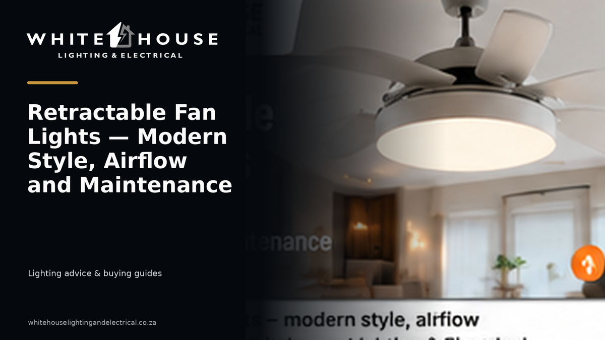 Retractable ceiling fan light in a modern interior illustrating airflow, styling and maintenance.