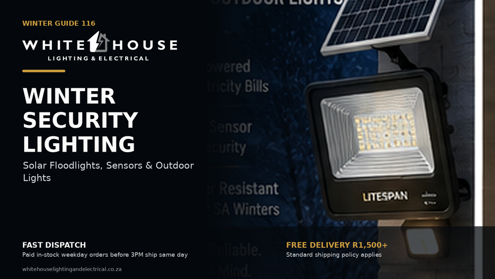 Winter security lighting guide featuring solar floodlights, motion sensors and outdoor lighting for darker evenings.