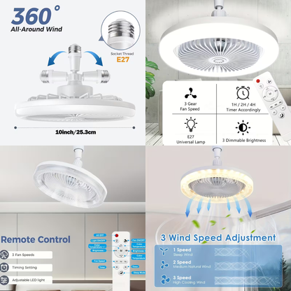 Whitehouse Lighting And Electrical WHL&E E27 Screw-In 26cm White LED Ceiling Fan Light with Remote Control  Whitehouse Lighting And Electrical