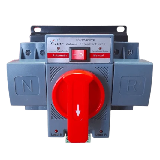 Fivestar FSQ2-63/2P 63A 2 Pole Automatic Changeover Switch product image on white background