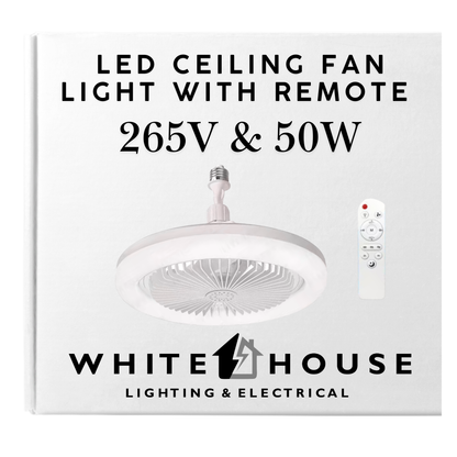 Whitehouse Lighting And Electrical WHL&E E27 Screw-In 26cm White LED Ceiling Fan Light with Remote Control  Whitehouse Lighting And Electrical