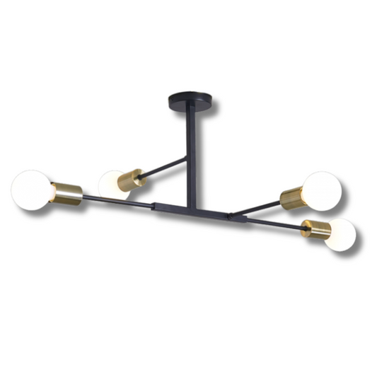 Brightstar CH507/4 Black & Antique Brass Chandelier