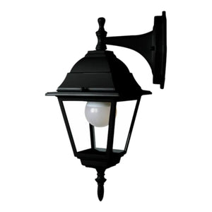 Flash 4 Panel Down Facing Lantern Black Wall Light