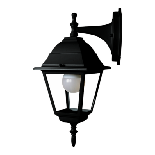 Flash Black 4 Panel Down Facing Garden Lantern E27 Holder