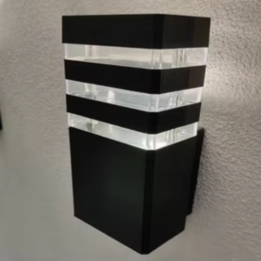 Up Facing Outdoor Black Rectangular Wall Lamp