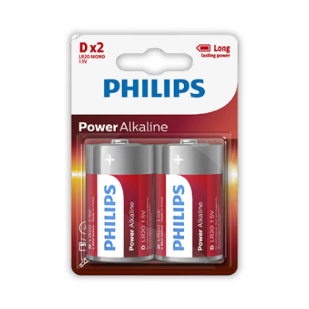 Philips Alkaline D 2Pack Battery - Whitehouse Lighting And Electrical