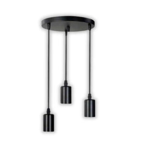 O Lite E27 Round Black Pendant Light