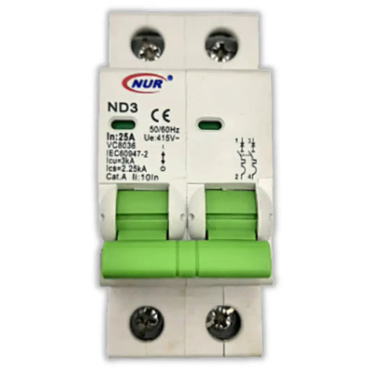 NUR 25A 2P 550VDC 6KA - Whitehouse Lighting And Electrical