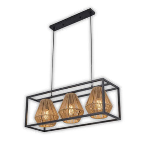 WHL&E D3-27 Wood And Black Pendant Light