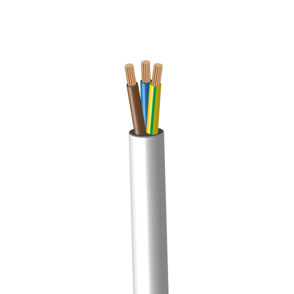 WHL&E 1.5mm Cabtyre 3 Core White Cable product image on white background