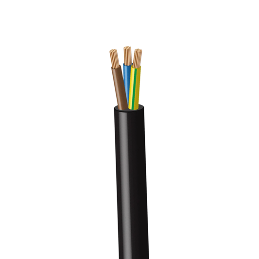 WHL&E 1.5mm Cabtyre 3 Core Black Cable product image on white background