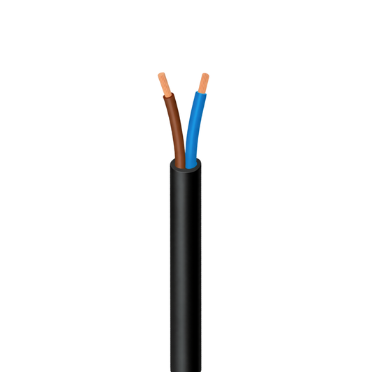 WHL&E 0.5mm Cabtyre 2 Core Black Cable product image on white background