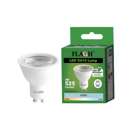 Flash LED GU10 Bulb 5W 6000K Clear