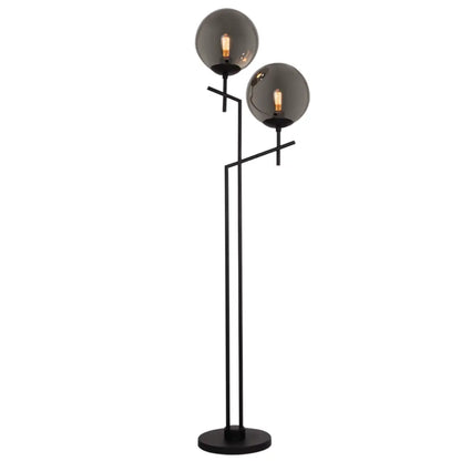 Brightstar SL072 Smoky & Matte Black Floor Lamp - Whitehouse Lighting And Electrical