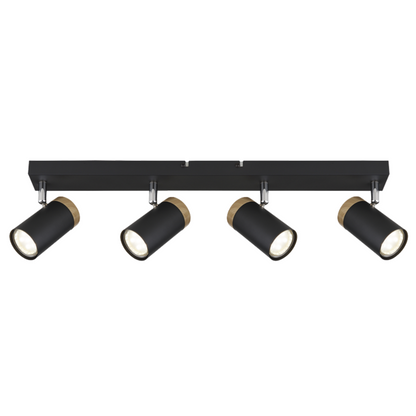 Brightstar S412/4 Black Spotlight With Wood Finish