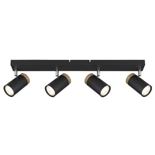 Brightstar S412/4 Black Spotlight With Wood Finish