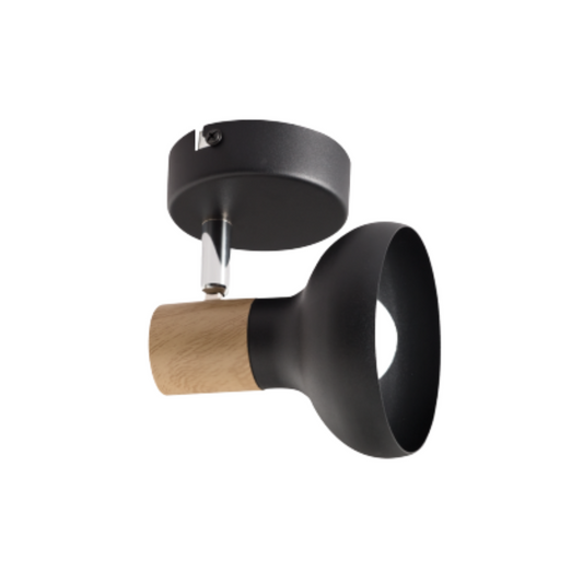 Brightstar S402/1 Black Metal, Wood & Chrome Spotlight